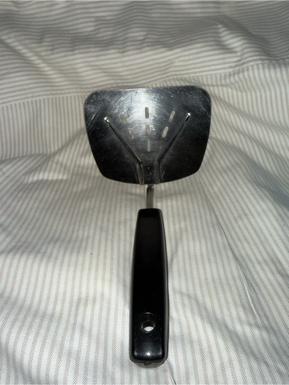 Vintage Black Handle Stainless Steel Slotted Spatula - Kitchen Turner